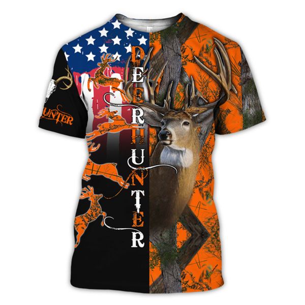 

deer hunter american flag 3d print shirts comics harajuku hippie men clothing