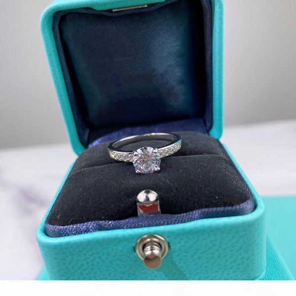 

womens designer ring diamond ring wedding rings 925 sterling silver four prong setting diamond ring hight quality jewelry gifts, Slivery;golden