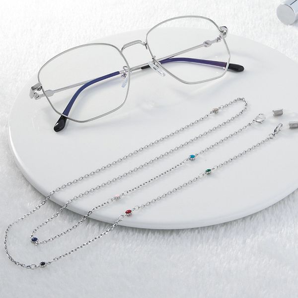 

colorful beads link chain eyeglasses chains reading glasses sunglasses strap cord holder for eyewear neck headband accessories, Silver