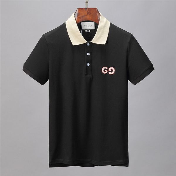 

men t shirt 2020 brand designer bee snake print polo t-shirts summer new arrival mens turndown short sleeve asian size m-3xl, White;black