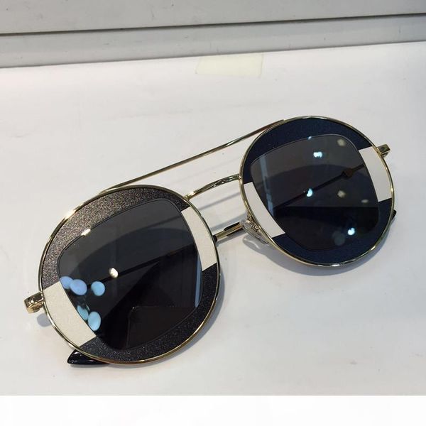 

0105 sunglasses women designer fashion round goggle summer style mixed color frame uv protection lens come with case 0105s, White;black