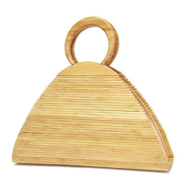 

the latest women handbags bamboo weave summer vacation beach bag fashion triangle shape bamboo bag ladies pastoral style handbag
