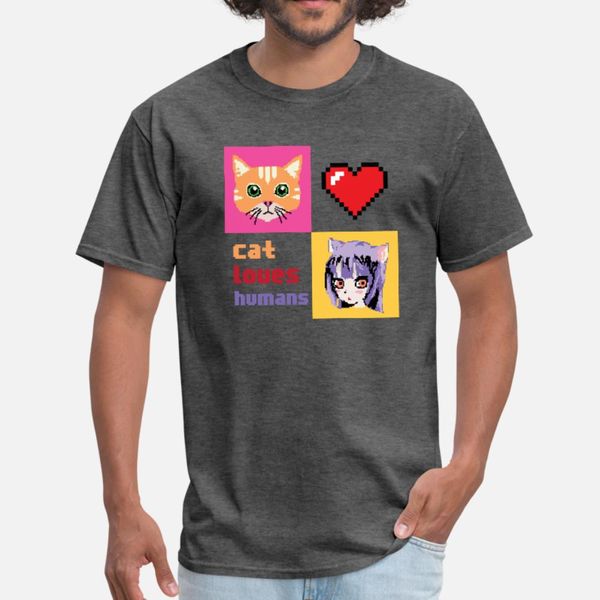 

cat loves human рубашки тенниски мужчины подгоняют размер хлопка s-3xl сплошного цвета fit смешной повседневное лето тонкой рубашки