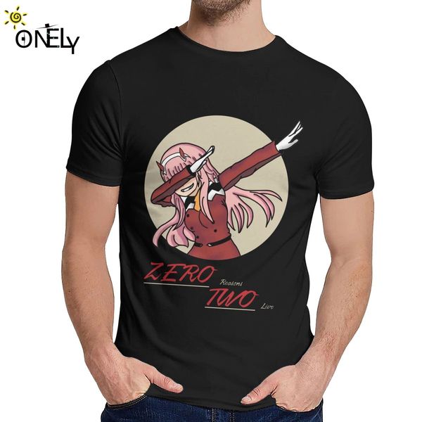 

zero reasons two live darling in the franxx zero two t shirt crewneck cartoon men's vintage cotton plus size short sleeve