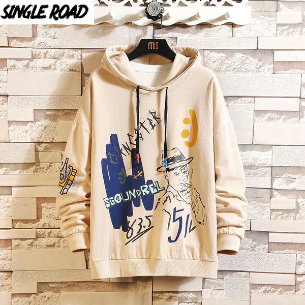 

men's hoodies & sweatshirts singleroad mens men 2021 autumn graffiti hip hop oversized harajuku japanese streetwear casual sweatshirt h, Black
