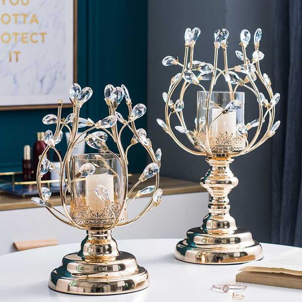 

candle holders crystal vintage holder retro gold luxury candlestick bougeoir argent nordic metal romantic candlelight home decor ff8c1