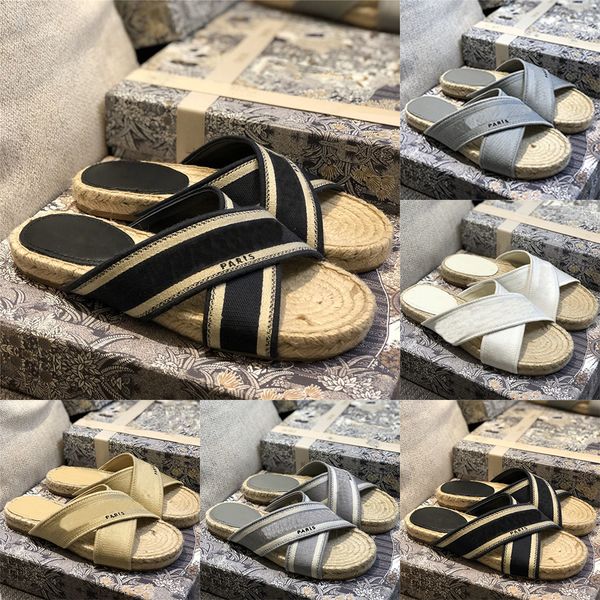 

2020 paris new hand-woven slippers sole pattern jacquard embroidered fisherman shoes women shoes with box, Black