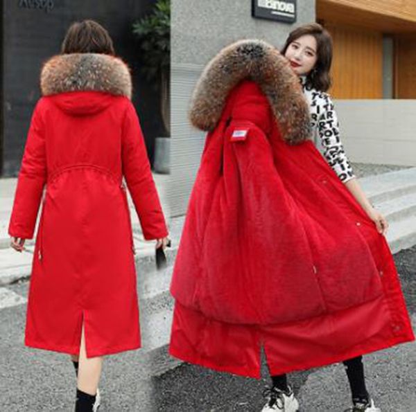 

wholesale fashion new women's autumn/winter lengthened cotton thickened plus fleece hooded cotton jacket, Black