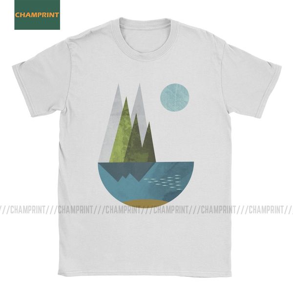 

men t-shirt earth geometric wild life pure cotton tee shirt short sleeve save planet trees travel forest mountain t shirt