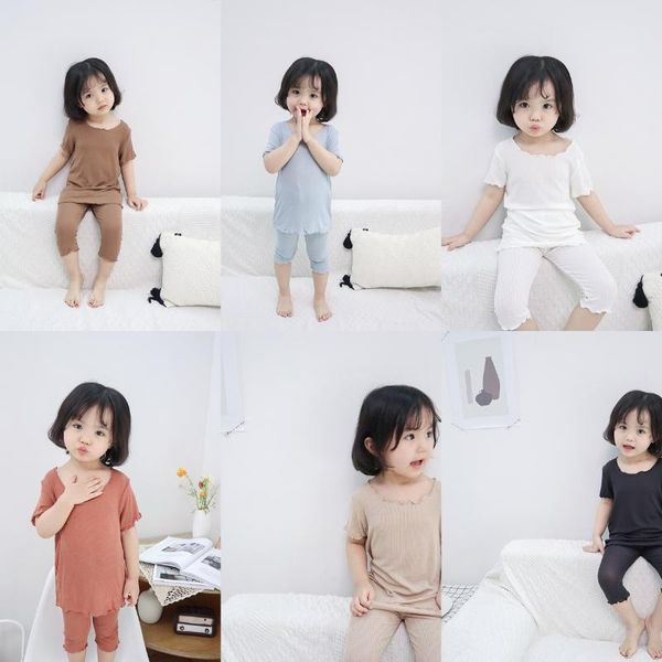 

modal summer children homewear set fabric soft smooth thin, Blue;red