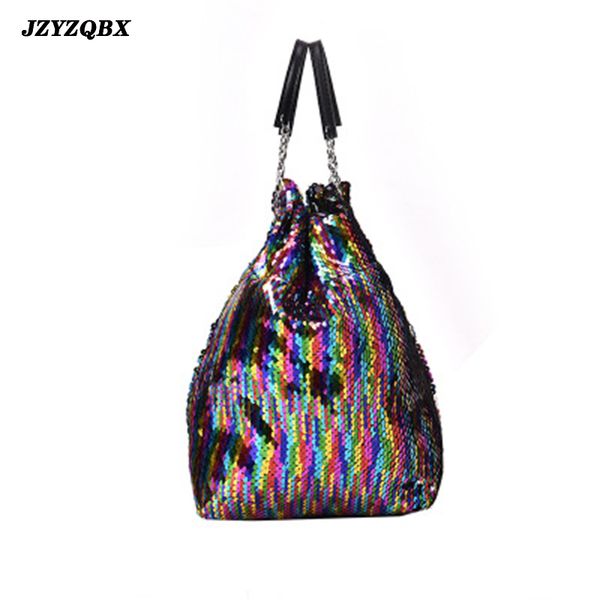 

jzyzqbx bags for women 2020 shoulder messenger fashion sequins hand bag shoulder bag with chain drawstring shiny women's wallet