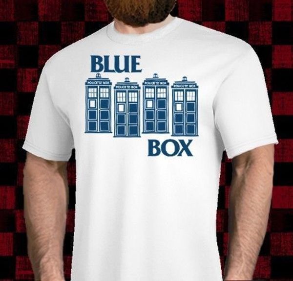 

loose black men tshirts homme tees new blue box doctor who & black flag punk parody shirt tardis henry rollins bars print mens