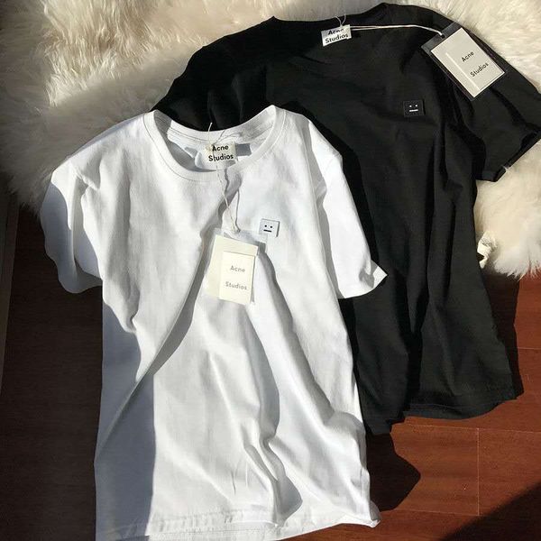 

20ss designer t-shirt male and female couple t-shirt square robot products pure cotton short-sleeved embroidery solid color xs-xxxl, White;black