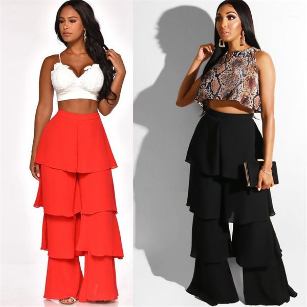 

leg pants fashionable style solid color flounces flare trousers new style mens pants designer womens wide, Black;white