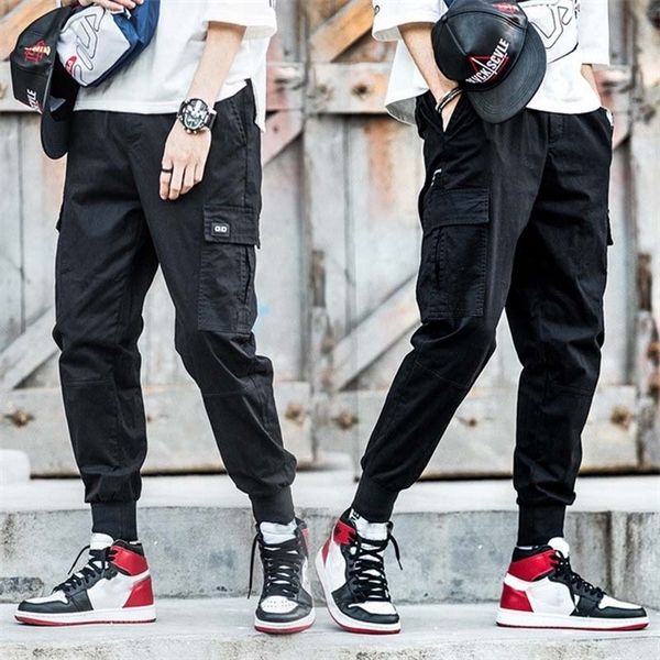

faliza new men's strech cargo pants multi pockets tactical trousers hip hop trendy sweatpants streetwear men casual joggers pa27, Black