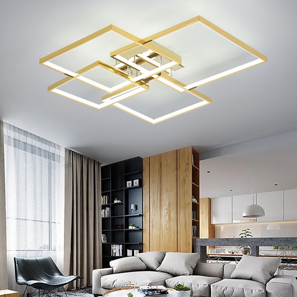 Modern teto LED Luz Para estar Sala de jantar Quarto luminarias para teto Chrome / banhado a ouro AC90-260V Iluminação Luminária