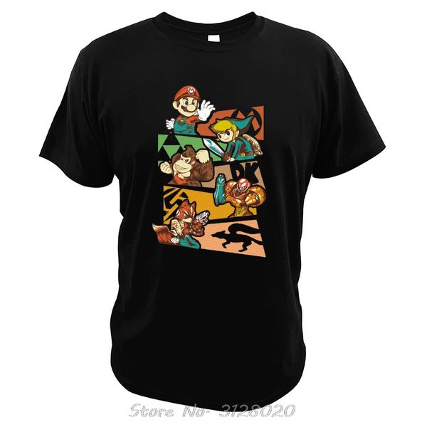 

japanese game tshirt star fox super mari link video game tees t-shirt men mashup casual o-neck t shirt