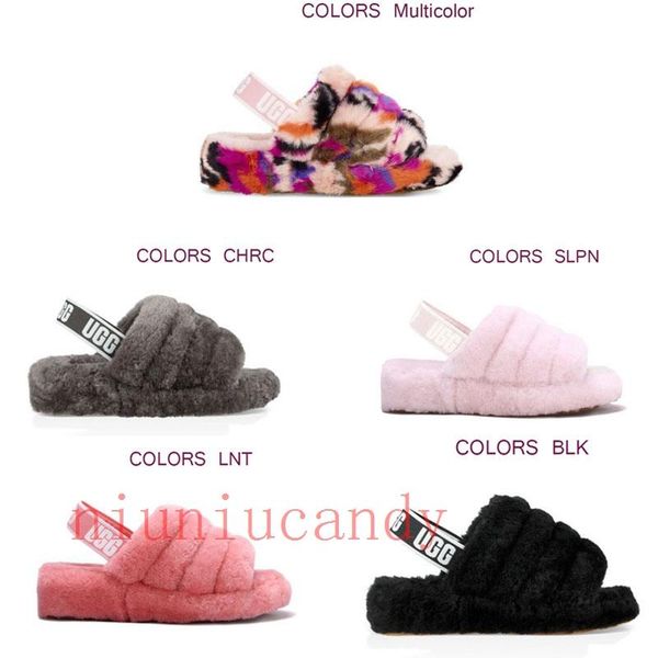 

2020 oh yeah slide men women furry slippers australia fluff yeah mulitcolor slide uggs casual fashion sandals fur slides slipp 5lw3#, Black