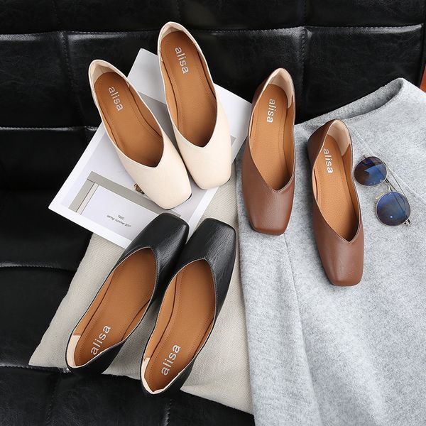 

sandals spring and summer retro thick heel square flat shoes, Black