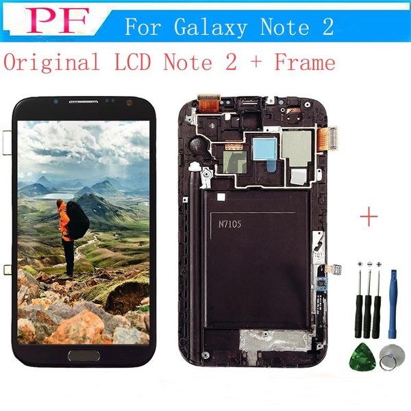 

cgjxs100 %original lcd for samsung galaxy note 2 n7100 n7105 lcd display touch screen with frame full assembly replacement parts repair tool