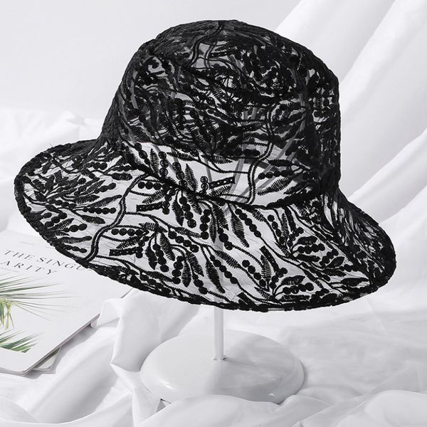 

ht3139 bucket hat 2020 new fashion spring summer sun hat women breathable lace wide brim female fishing cap ladies beach, Blue;gray