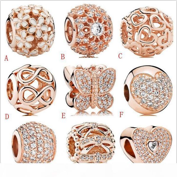 

2020 новые подлинная 925 серебряных розовое золото charm beads sterling с ослепительная cz fit pandora charms браслет ожерелье diy ювелирные, Black