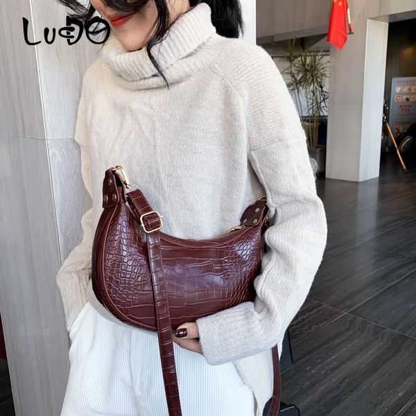 

lucdo vintage камень шаблон saddle bag ретро повседневная кожа pu crossbody сумки для женщин 2020 новая леди плечо сумка сак