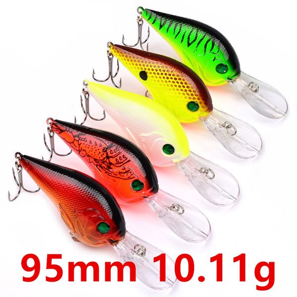 

mixed 5 color 95mm 10.11g crank fishing hooks fishhooks 6# hook hard baits & lures fishing accessories