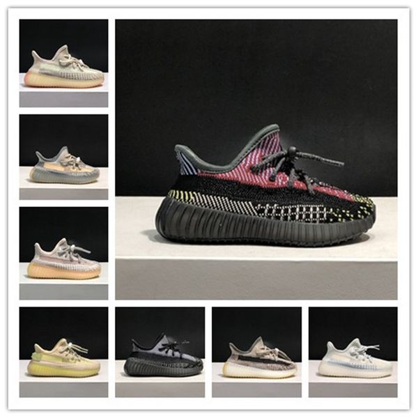 

infant kids trainers children v2 running shoes kanye west israfil yecheil reflective boys girls athletic sports toddlers sneakers, Black