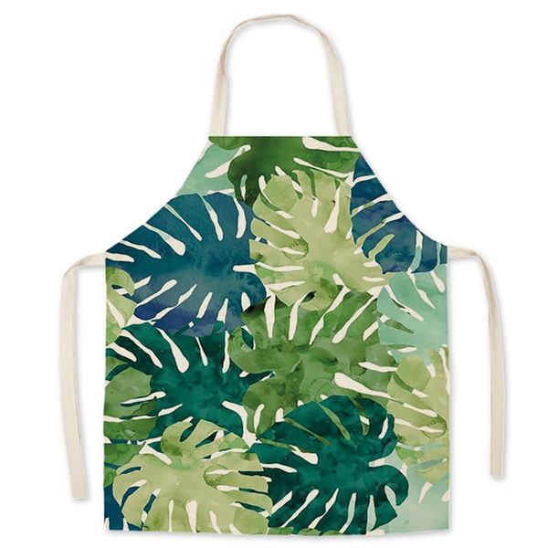 

ins linen aprons plant flower printed kitchen aprons for women linen bibs household cleaning cooking tools 86