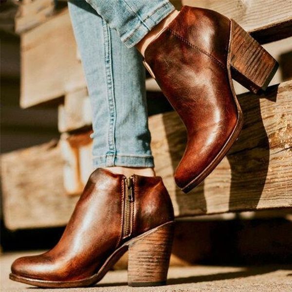 

women's singles shoes retro large size women's high heels fashion thick with shoes, Black