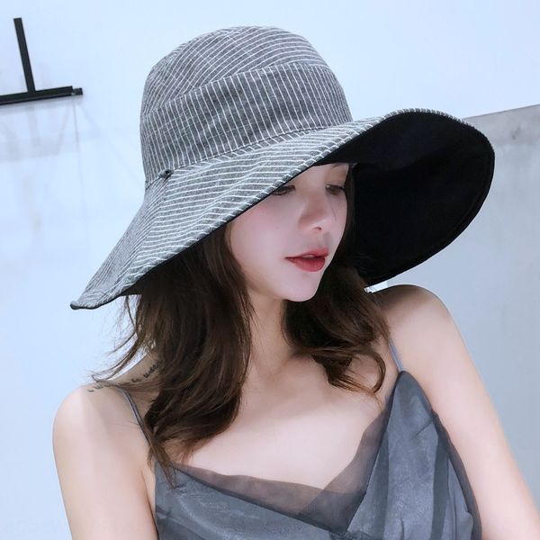 

uip4x sun women's bucket bucket sun spring and summer korean style outdoor all-match hat uv-proof face-covering sun-proof fisherman hat, Blue;gray