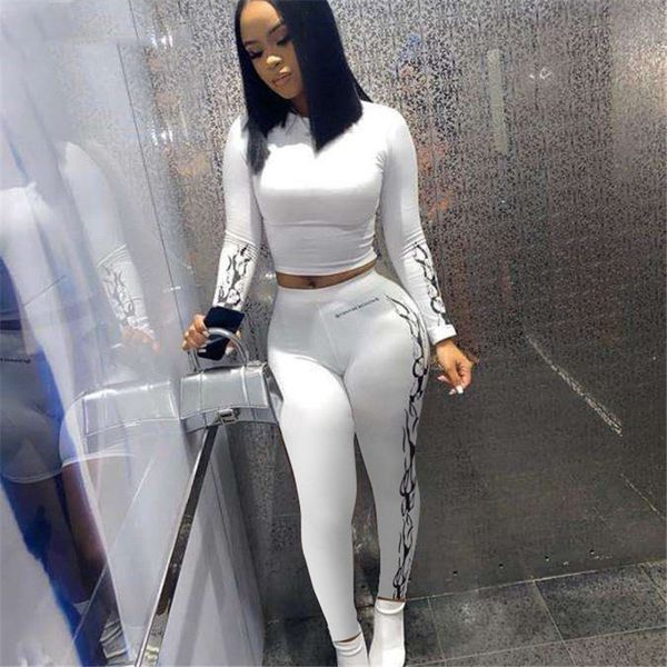 

running sets 2021 woman tracksuit letter print female elastic long sleeve two piece set fitness women sportwear gym jogging matching, Black;blue
