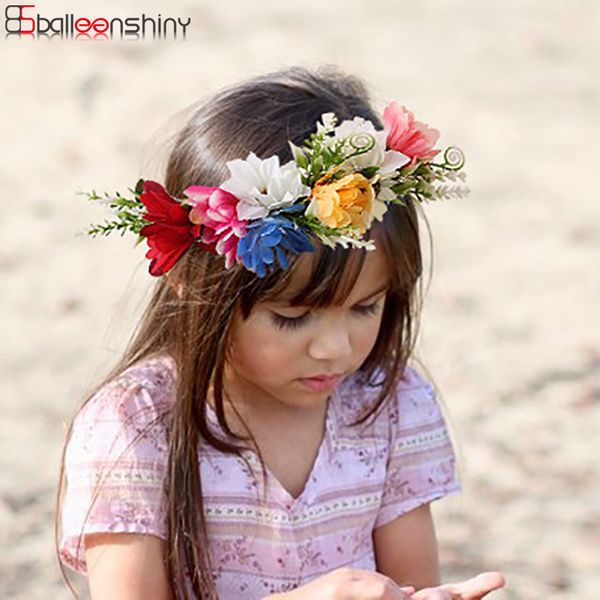 

balleenshiny ребёнка гирлянда цветы венок hairband дети цветочных оголовья принцесса головной убор аксессуары фотография pro, Slivery;white