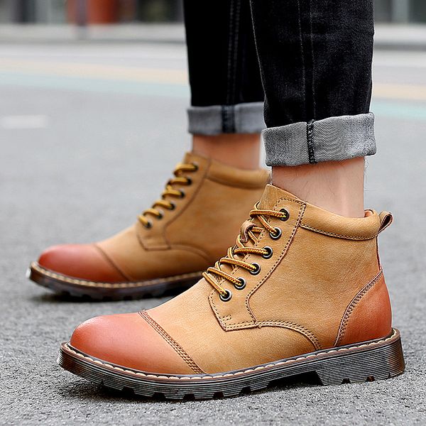 

winter warm male ankle boots british style plush men shoes handmade fur snow boots men working plush male shoes hx-218, Black
