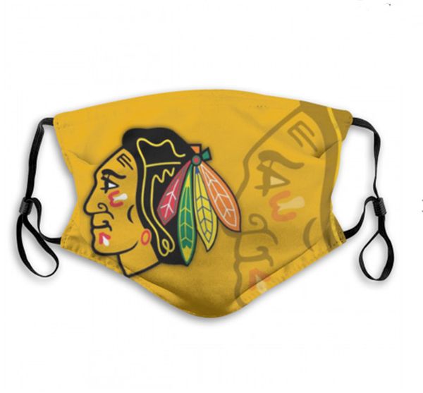 

chicago blackhawks washable adjustable reusable mask assembly party safe outdoor sports dust proof breathable cycling face masks tools print, Black