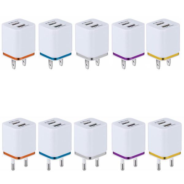 

cgjxsmetal dual usb port wall charging charger us eu plug 2 .1a ac power adapter wall charger plug for iphone samsung tablet ipad