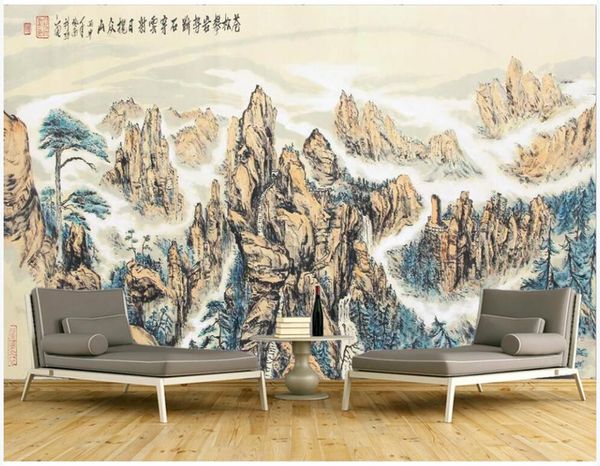 

3d wallpaper custom p mural chinese ink and wash mountain peak scenery home decor 3d wall murals wallpaper for living room
