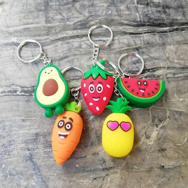 

trendy fashion keychain bag pendant korean style key ring accessories gift pvc multi purpose cartoon fruit key chain, Silver