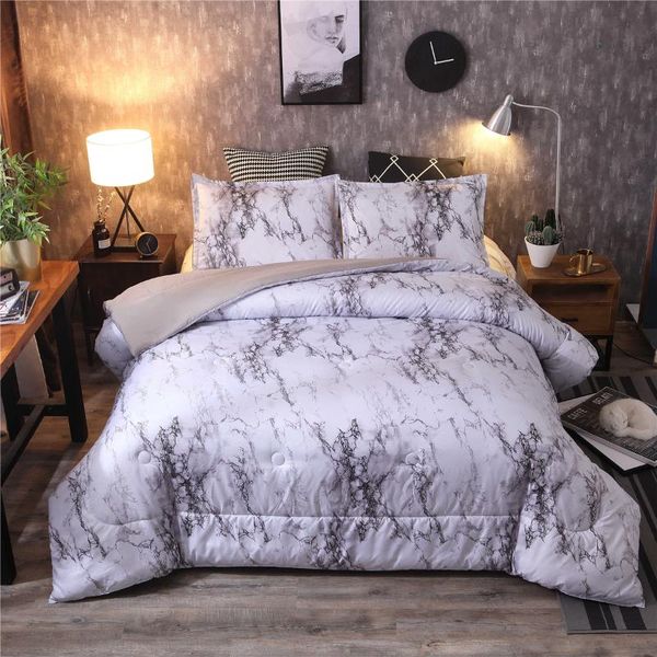 

comforters & sets nordic winter warm quilt polyester filling skin-friend quilted duvet comforter pillowcase marble pattern bedding bed