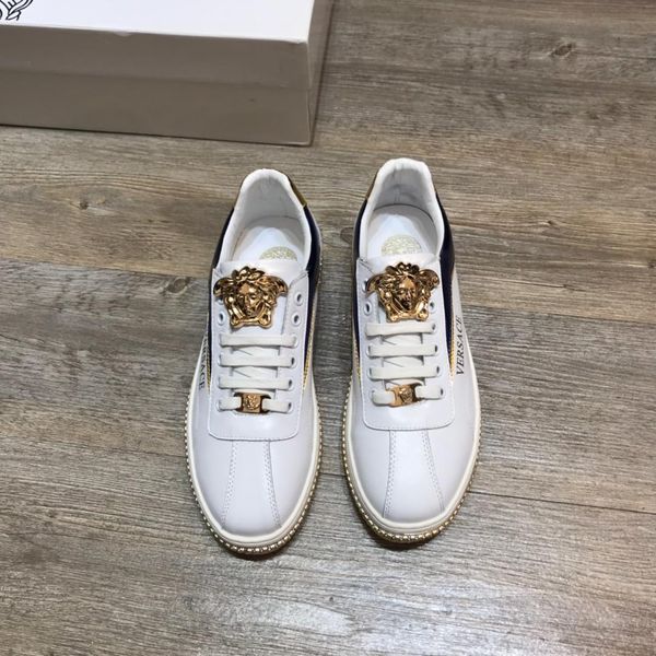 

2021q summer new men 's leather fashion casual shoes sneakers ,comfortable low -shoes ,wild shoes ,original box packaging 38 -44, Black