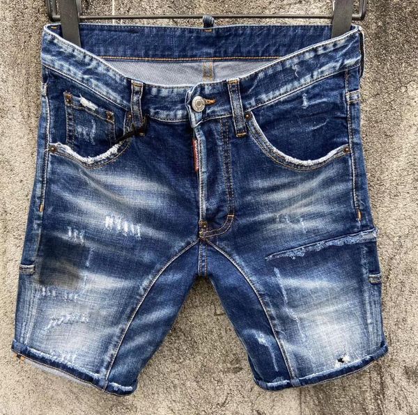 

2020 new famous brand designer long ripped young soft individuality mens jeans soft quality fashion luxury biker men jean shorts, Blue