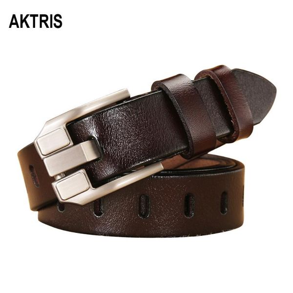 

aktris 2020 new brand name female wide pin buckles metal women's fancy vintage real cowhide leather belts designer 2.8cm ak021, Black;brown