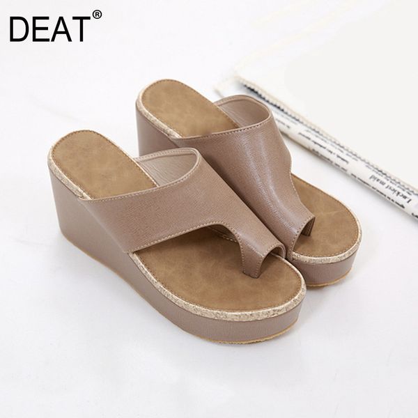 

deat] 2020 new spring summer round toe shallow pu leather split toes western style platform slippers women shoes tide 10i244, Black