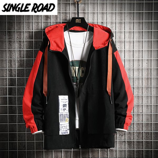 

men's jackets singleroad mens hooded cargo jacket men 2021 side striped windbreaker coat korean style hip hop streetwear black for, Black;brown