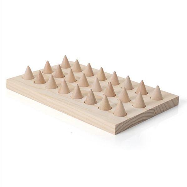 

bamboo wood jewelry display of finger ring brackets, display bracket, Pink;blue