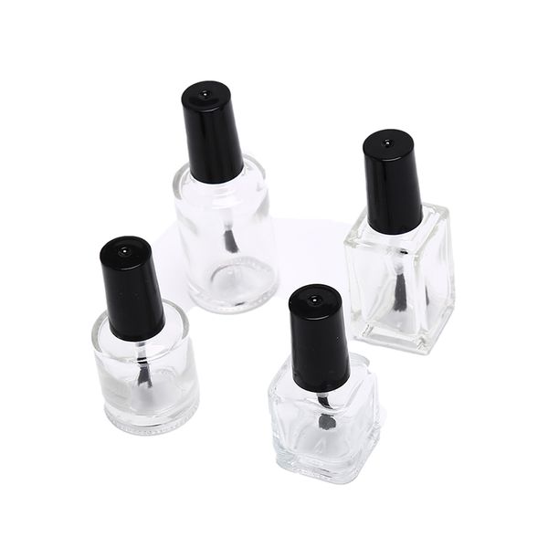 

10ml 15ml transparent glass nail polish bottle empty with a lid brush empty cosmetic containers nail glass bottles with brush