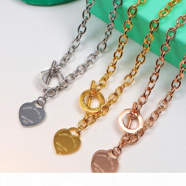 

never fade love heart pendant chain necklace 925 silver rose gold yellow gold plated women luxury jewelry necklace with original box
