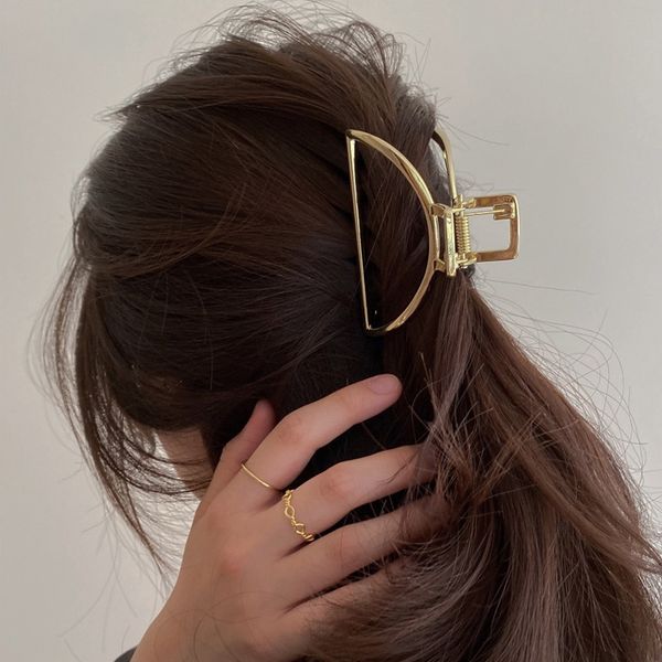 

korean headdress wedding bridal hairpin female minimalist style recurrence irregular geometric metal catch clip hairpin, Golden;silver
