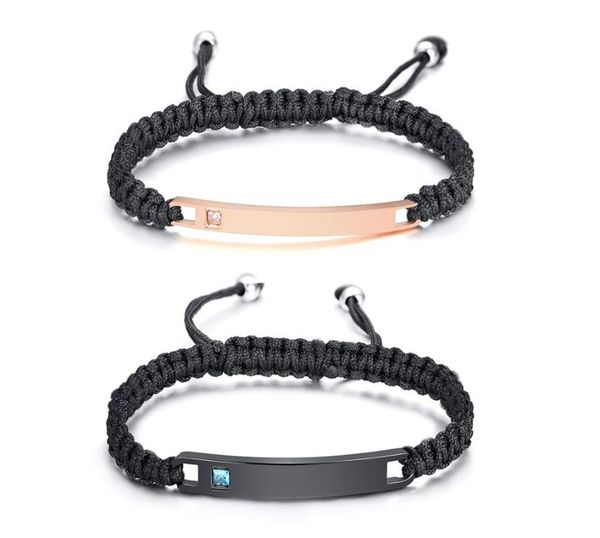 

Couple Bracelet Stainless Steel Free Lettering Available Braided Bracelet Adjustable Bend Meaningful Gift Simplicity